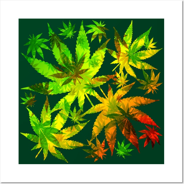 Marijuana Cannabis Leaves Pattern Wall Art by BluedarkArt